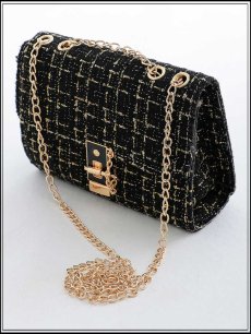 画像8: 【バッグ】2wayゴールドチェーンツイードバッグ【Fサイズ/2カラー】[OF03]  (8)