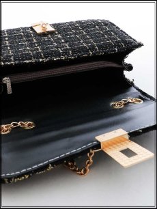 画像10: 【バッグ】2wayゴールドチェーンツイードバッグ【Fサイズ/2カラー】[OF03]  (10)