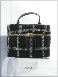 画像2: 【バッグ】ツイードチェックバニティバッグ【Fサイズ/2カラー】[OF04] (2)