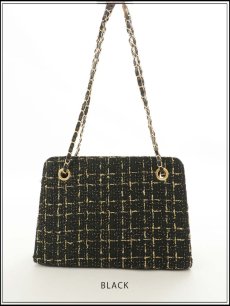 画像3: 【バッグ】ツイードチェーンショルダーバッグ【Fサイズ/2カラー】【IM】[OF04] (3)