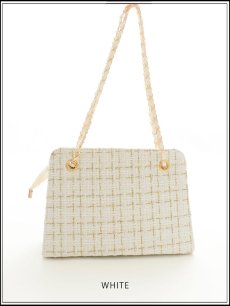 画像2: 【バッグ】ツイードチェーンショルダーバッグ【Fサイズ/2カラー】【IM】[OF04] (2)