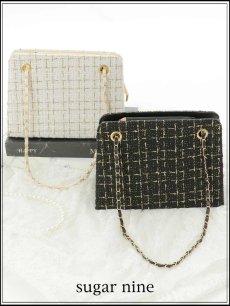 画像1: 【バッグ】ツイードチェーンショルダーバッグ【Fサイズ/2カラー】【IM】[OF04] (1)