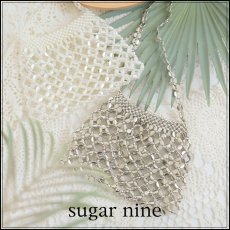 画像1: 【バッグ】巾着付き格子柄ビーズハンドバッグ【Fサイズ/2カラー】[YMT] (1)