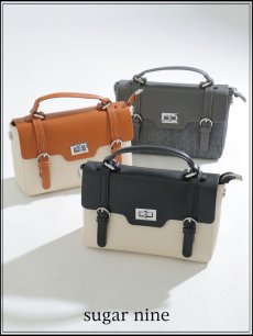 画像1: 【バッグ】レザーキャンバスサッチェルバッグ【Fサイズ/3カラー】[OF02] (1)