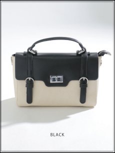 画像2: 【バッグ】レザーキャンバスサッチェルバッグ【Fサイズ/3カラー】[OF02] (2)