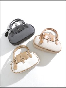 画像2: 【バッグ】キャンバスバイカラーミニバッグ【Fサイズ/3カラー】[OF03] (2)