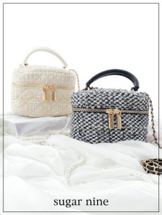 画像1: 【バッグ】チェーンツイードバニティバッグ【Fサイズ/2カラー】[OF03] 【IM】 (1)