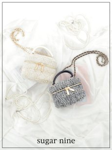 画像2: 【バッグ】チェーンツイードバニティバッグ【Fサイズ/2カラー】[OF03] 【IM】 (2)