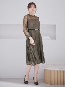 画像15: オケージョンドレス/ パーティードレス/ お呼ばれドレス/ 総レース/ 袖あり/ ミモレ丈/ ワンピース[OF05] (15)