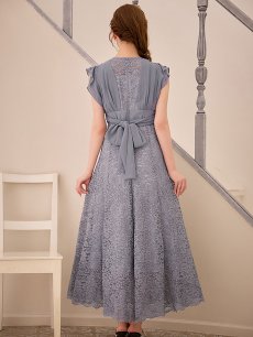 画像14: 【AMORA GRACE / アモーラグレース】 オケージョンドレス/ パーティードレス/ お呼ばれドレス/ 総レース/ ネックビジュー/ シフォン/ フラワーレース/ フレア/ Aライン/ ミモレ丈/ ワンピース/ ミディアムドレス[OF05] (14)