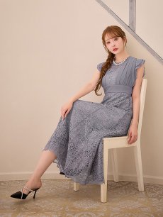 画像7: 【AMORA GRACE / アモーラグレース】 オケージョンドレス/ パーティードレス/ お呼ばれドレス/ 総レース/ ネックビジュー/ シフォン/ フラワーレース/ フレア/ Aライン/ ミモレ丈/ ワンピース/ ミディアムドレス[OF05] (7)