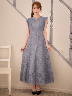 画像12: 【AMORA GRACE / アモーラグレース】 オケージョンドレス/ パーティードレス/ お呼ばれドレス/ 総レース/ ネックビジュー/ シフォン/ フラワーレース/ フレア/ Aライン/ ミモレ丈/ ワンピース/ ミディアムドレス[OF05] (12)