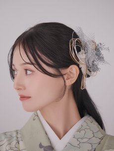 画像10: 【卒業袴小物】網チュールとドライフラワーのセット髪飾り【2カラー】 (10)