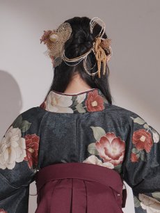 画像15: 【卒業袴小物】網チュールとドライフラワーのセット髪飾り【2カラー】 (15)