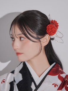 画像6: 【卒業袴小物】レッド×ホワイトフラワーセット髪飾り【1カラー】 (6)