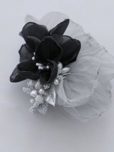 画像2: 【卒業袴小物】シルバーパーツ＆ラメチュールコサージュ【1カラー】 (2)