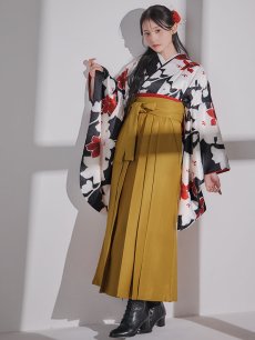 画像14: 【予約商品/1月中旬発送予定】白×赤百合 ブラック二尺袖着物【卒業袴３点セット 二尺袖着物/帯/袴】 (14)