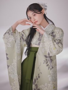 画像3: 【即日発送】白牡丹 モカ二尺袖着物【卒業袴３点セット 二尺袖着物/帯/袴】 (3)