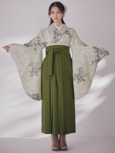 画像4: 【即日発送】白牡丹 モカ二尺袖着物【卒業袴３点セット 二尺袖着物/帯/袴】 (4)