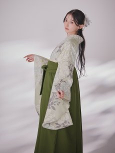 画像12: 【即日発送】白牡丹 モカ二尺袖着物【卒業袴３点セット 二尺袖着物/帯/袴】 (12)