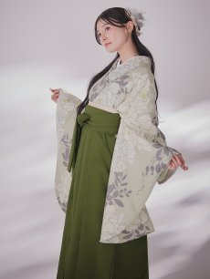 画像14: 【即日発送】白牡丹 モカ二尺袖着物【卒業袴３点セット 二尺袖着物/帯/袴】 (14)