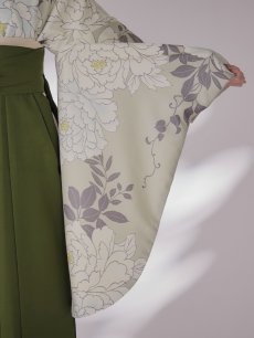 画像18: 【即日発送】白牡丹 モカ二尺袖着物【卒業袴３点セット 二尺袖着物/帯/袴】 (18)