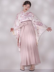 画像1: 【即日発送】ピンク牡丹×菊 ペールピンク二尺袖着物【卒業袴３点セット 二尺袖着物/帯/袴】 (1)