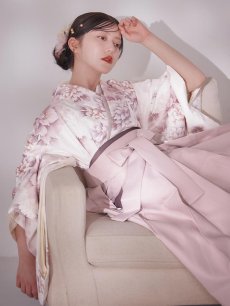 画像14: 【即日発送】ピンク牡丹×菊 ペールピンク二尺袖着物【卒業袴３点セット 二尺袖着物/帯/袴】 (14)