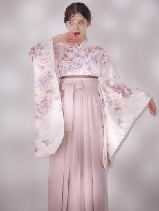 画像15: 【即日発送】ピンク牡丹×菊 ペールピンク二尺袖着物【卒業袴３点セット 二尺袖着物/帯/袴】 (15)