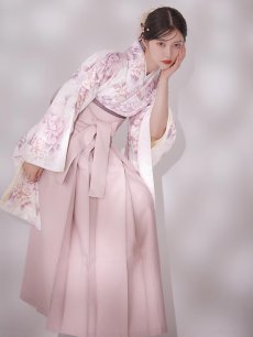 画像2: 【即日発送】ピンク牡丹×菊 ペールピンク二尺袖着物【卒業袴３点セット 二尺袖着物/帯/袴】 (2)