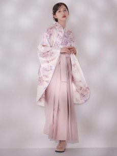 画像7: 【即日発送】ピンク牡丹×菊 ペールピンク二尺袖着物【卒業袴３点セット 二尺袖着物/帯/袴】 (7)