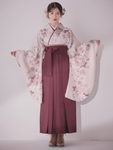 画像4: 【即日発送】ピンク牡丹 くすみピンク二尺袖着物【卒業袴３点セット 二尺袖着物/帯/袴】[FB01] (4)