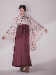 画像7: 【即日発送】ピンク牡丹 くすみピンク二尺袖着物【卒業袴３点セット 二尺袖着物/帯/袴】[FB01] (7)