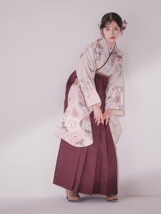 画像9: 【即日発送】ピンク牡丹 くすみピンク二尺袖着物【卒業袴３点セット 二尺袖着物/帯/袴】[FB01] (9)