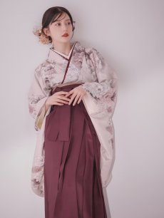 画像14: 【即日発送】ピンク牡丹 くすみピンク二尺袖着物【卒業袴３点セット 二尺袖着物/帯/袴】[FB01] (14)