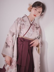 画像16: 【即日発送】ピンク牡丹 くすみピンク二尺袖着物【卒業袴３点セット 二尺袖着物/帯/袴】[FB01] (16)