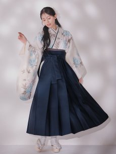 画像5: 【即日発送】ブルー芍薬 ホワイト二尺袖着物【卒業袴３点セット 二尺袖着物/帯/袴】 (5)