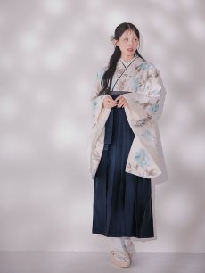 画像11: 【即日発送】ブルー芍薬 ホワイト二尺袖着物【卒業袴３点セット 二尺袖着物/帯/袴】 (11)