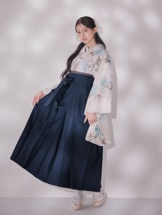 画像13: 【即日発送】ブルー芍薬 ホワイト二尺袖着物【卒業袴３点セット 二尺袖着物/帯/袴】 (13)