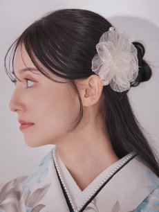 画像20: 【即日発送】ブルー芍薬 ホワイト二尺袖着物【卒業袴３点セット 二尺袖着物/帯/袴】 (20)