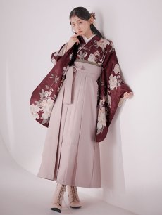 画像11: 【即日発送】ピンク芍薬 ワインレッド二尺袖着物【卒業袴３点セット 二尺袖着物/帯/袴】[FB01] (11)