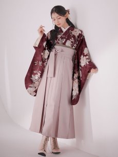 画像13: 【即日発送】ピンク芍薬 ワインレッド二尺袖着物【卒業袴３点セット 二尺袖着物/帯/袴】[FB01] (13)