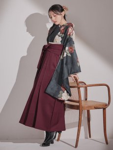 画像5: 【予約商品/1月中旬発送予定】白×赤椿 ブラック二尺袖着物【卒業袴３点セット 二尺袖着物/帯/袴】 (5)