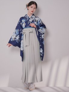 画像8: 【予約商品/1月中旬発送予定】青フラワーブーケ ブルー二尺袖着物【卒業袴３点セット 二尺袖着物/帯/袴】 (8)