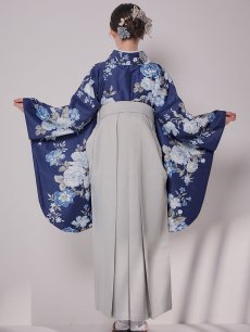 画像14: 【予約商品/1月中旬発送予定】青フラワーブーケ ブルー二尺袖着物【卒業袴３点セット 二尺袖着物/帯/袴】 (14)