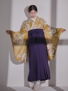 画像10: 【予約商品 / 1月中旬発送予定】黄フラワーブーケ イエロー二尺袖着物【卒業袴３点セット 二尺袖着物/帯/袴】 (10)