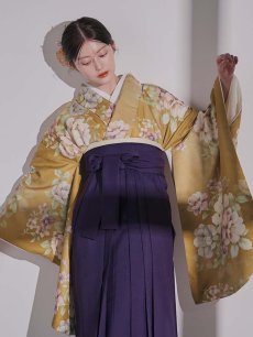 画像11: 【予約商品 / 1月中旬発送予定】黄フラワーブーケ イエロー二尺袖着物【卒業袴３点セット 二尺袖着物/帯/袴】 (11)