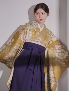 画像13: 【予約商品 / 1月中旬発送予定】黄フラワーブーケ イエロー二尺袖着物【卒業袴３点セット 二尺袖着物/帯/袴】 (13)