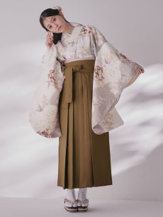 画像1: 【即日発送】グレーピンクフラワー グラデーション二尺袖着物【卒業袴３点セット 二尺袖着物/帯/袴】 (1)