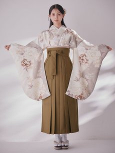 画像4: 【即日発送】グレーピンクフラワー グラデーション二尺袖着物【卒業袴３点セット 二尺袖着物/帯/袴】 (4)